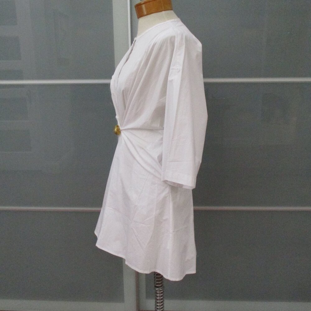 Loewe Gathered Button-embellished Cotton-poplin Mini Shirt Dress - Picture 3 of 7